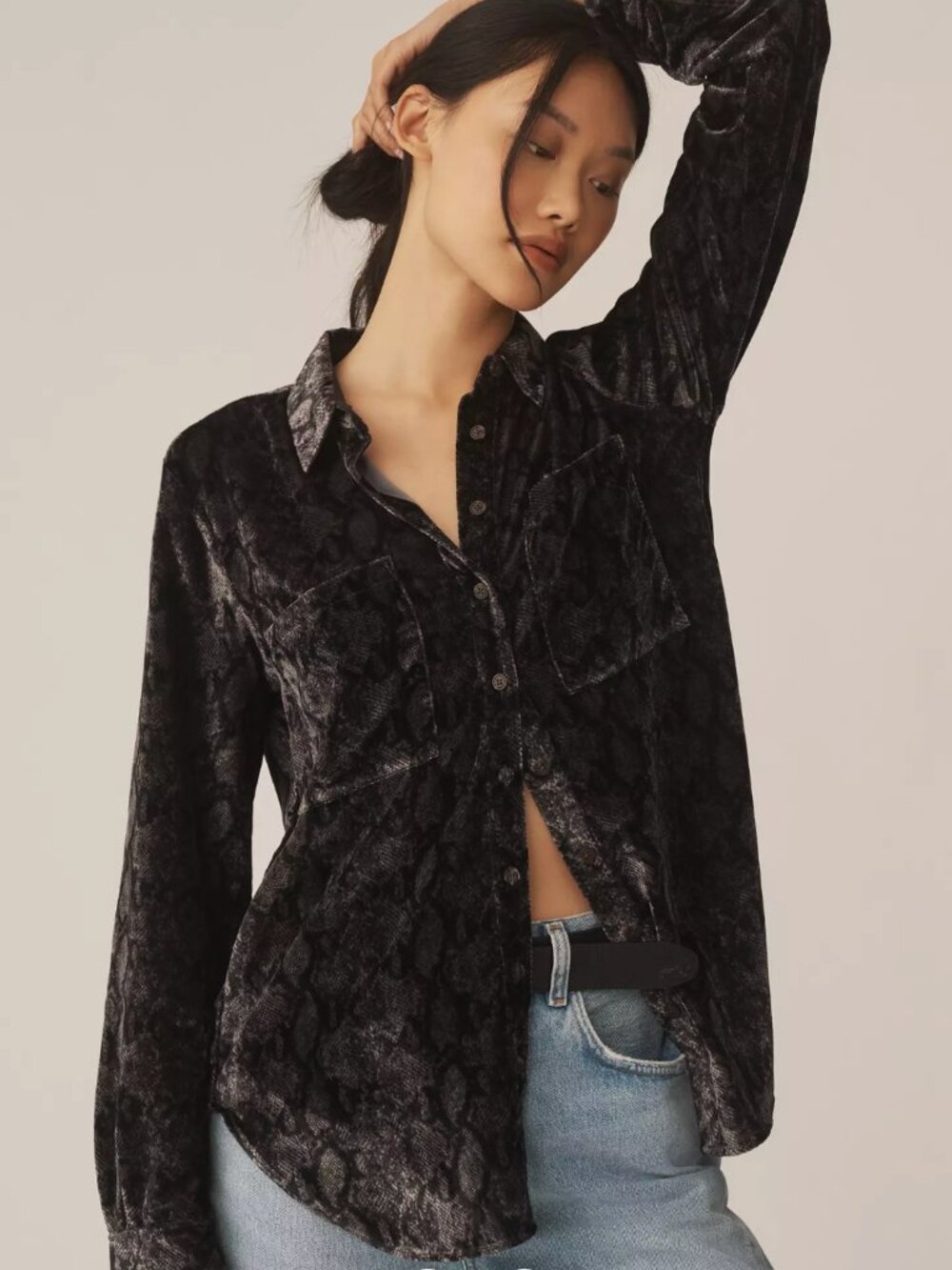The Hadley Relaxed Buttondown Shirt by Pilcro: Velvet Edition